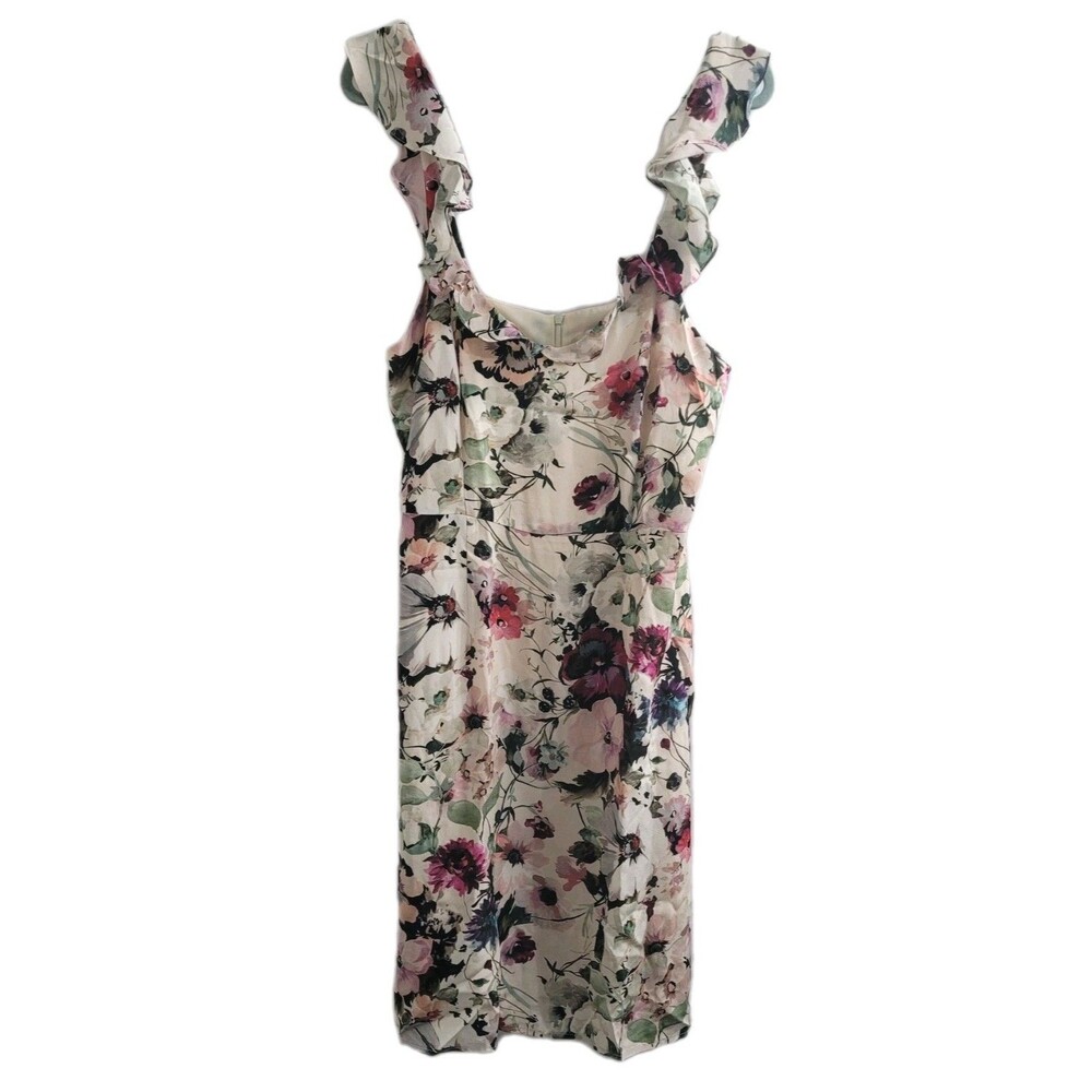 Amour Vert 100% Silk Blossom Windsor Floral Midi Dress L NWT Rare Spring Dress